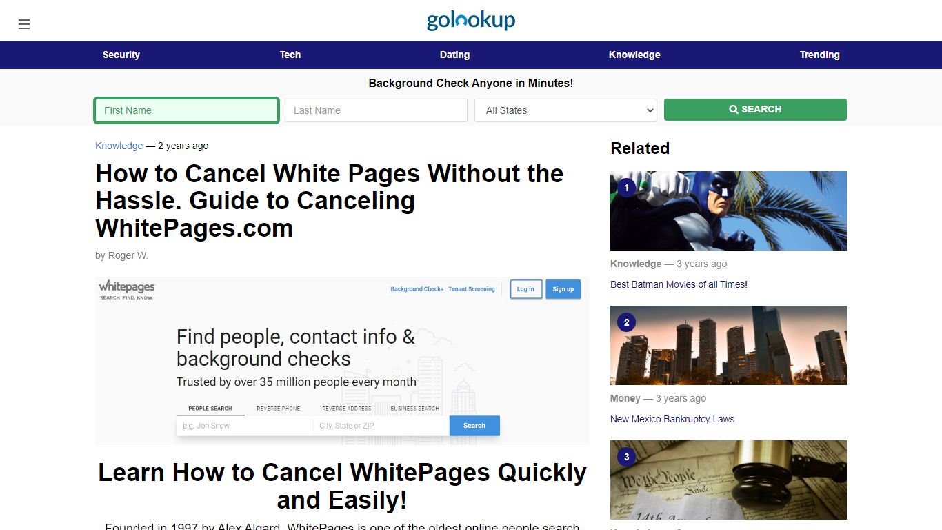 How to Cancel White Pages, How to Cancel WhitePages.com - GoLookUp